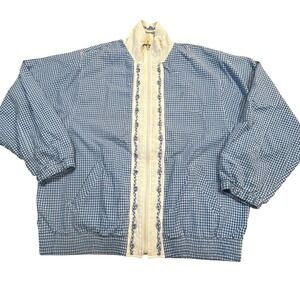 Koret Francisca Vintage Gingham Zip Up Jacket Blue White Large 160P135